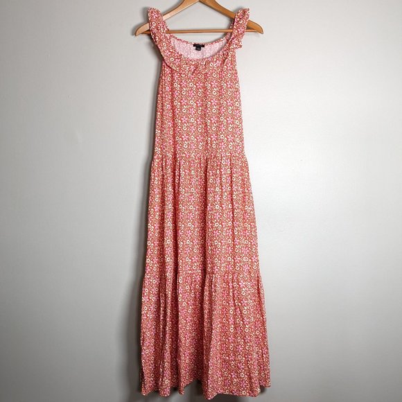 New! Ann Taylor 100% Cotton Ruffle Neck Maxi Dress sz S - Picture 4 of 8